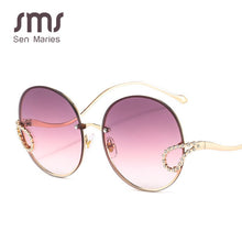Carica l&#39;immagine nel visualizzatore di Gallery, 2023 Metal Diamond Sunglasses Women  Brand Round Rimless Frame Sun Glasses Female Eyeglasses UV400 Glasses