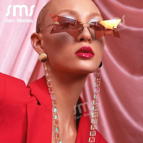 2023 Personality Half Frame Star Sunglasses Women  Rimless Sun Glasses Polygonal Black Punk Eyeglasses Female Shades
