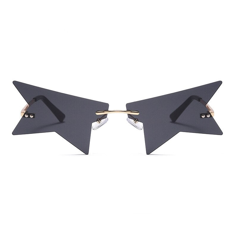 2023 Personality Half Frame Star Sunglasses Women  Rimless Sun Glasses Polygonal Black Punk Eyeglasses Female Shades
