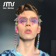 Load image into Gallery viewer, 2023 Personality Half Frame Star Sunglasses Women  Rimless Sun Glasses Polygonal Black Punk Eyeglasses Female Shades