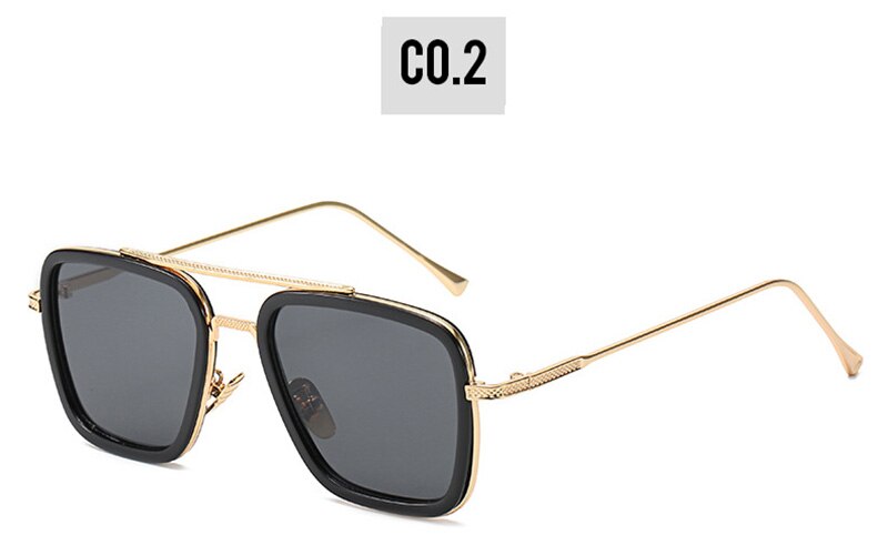 2022  Polarized Tony Stark Sun Glasses Iron Man 3 Colorful Gradient Sunglasses square metal frame male sun glasses