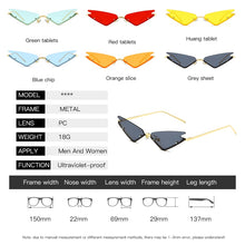 Load image into Gallery viewer, 2023  Rimless Cat Eye Sunglasses Women  Female Green Lens Vintage Brand Narrow Triangle Cateyes Sun Glasses UV400