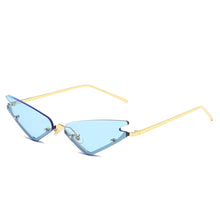 Load image into Gallery viewer, 2023  Rimless Cat Eye Sunglasses Women  Female Green Lens Vintage Brand Narrow Triangle Cateyes Sun Glasses UV400