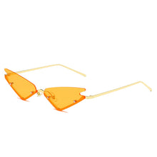 Load image into Gallery viewer, 2023  Rimless Cat Eye Sunglasses Women  Female Green Lens Vintage Brand Narrow Triangle Cateyes Sun Glasses UV400