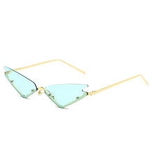 Load image into Gallery viewer, 2023  Rimless Cat Eye Sunglasses Women  Female Green Lens Vintage Brand Narrow Triangle Cateyes Sun Glasses UV400