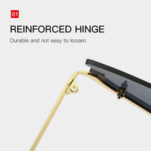 Load image into Gallery viewer, 2023  Rimless Cat Eye Sunglasses Women  Female Green Lens Vintage Brand Narrow Triangle Cateyes Sun Glasses UV400
