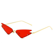 Load image into Gallery viewer, 2023  Rimless Cat Eye Sunglasses Women  Female Green Lens Vintage Brand Narrow Triangle Cateyes Sun Glasses UV400