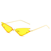 Load image into Gallery viewer, 2023  Rimless Cat Eye Sunglasses Women  Female Green Lens Vintage Brand Narrow Triangle Cateyes Sun Glasses UV400
