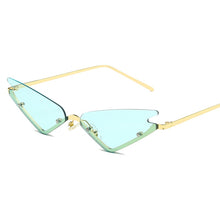 Load image into Gallery viewer, 2023  Rimless Cat Eye Sunglasses Women  Female Green Lens Vintage Brand Narrow Triangle Cateyes Sun Glasses UV400