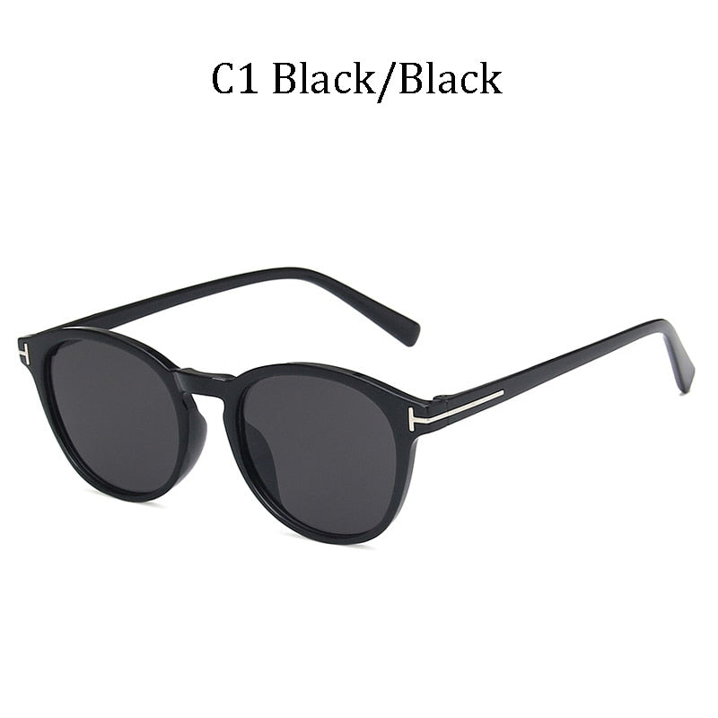 2023 T Round Frame Sunglasses Oval Style Retro Street Shooting Oculos Sol Tom Gradient lens