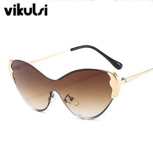 Load image into Gallery viewer, 2023 Trendy Butterfly One Piece Sunglasses Women Rimless Cat Eye Sun Glasses Female Party Purple Shades Oculos De Sol UV400
