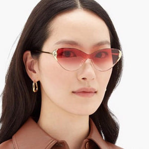 2023 Trendy Butterfly One Piece Sunglasses Women Rimless Cat Eye Sun Glasses Female Party Purple Shades Oculos De Sol UV400