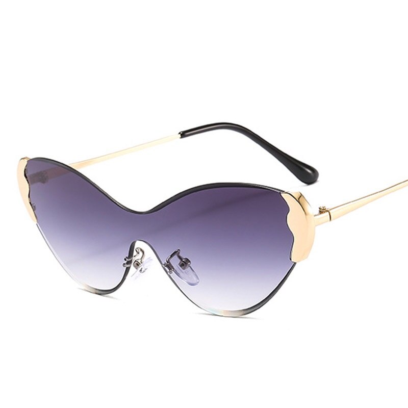 2023 Trendy Butterfly One Piece Sunglasses Women Rimless Cat Eye Sun Glasses Female Party Purple Shades Oculos De Sol UV400