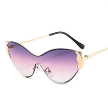 Load image into Gallery viewer, 2023 Trendy Butterfly One Piece Sunglasses Women Rimless Cat Eye Sun Glasses Female Party Purple Shades Oculos De Sol UV400