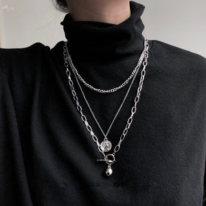 2020 New Trendy Metal Hip Hop Lock Necklaces Punk Cross Pendant Necklace Gold/Silver Color For Women Men Jewelry Gifts