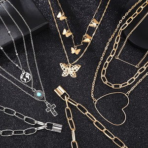 2020 New Trendy Metal Hip Hop Lock Necklaces Punk Cross Pendant Necklace Gold/Silver Color For Women Men Jewelry Gifts