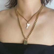 Load image into Gallery viewer, 2020 New Trendy Metal Hip Hop Lock Necklaces Punk Cross Pendant Necklace Gold/Silver Color For Women Men Jewelry Gifts