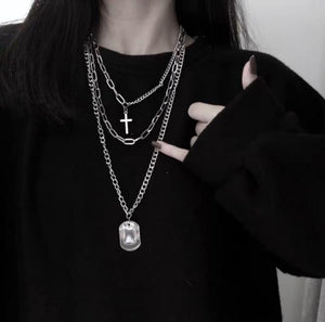 2020 New Trendy Metal Hip Hop Lock Necklaces Punk Cross Pendant Necklace Gold/Silver Color For Women Men Jewelry Gifts