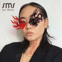 Load image into Gallery viewer, 2023 Unique Rimless Punk Sunglasses Women Dragon And Phoenix Glasses Men Colorful Party Glasses For Female Shades