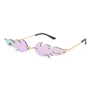 2022  Unisex Fire Sunglasses Rimless Wave Sun Glasses UV 400 Eyewear  Trending Narrow Sunglasses Car Motor Accessories