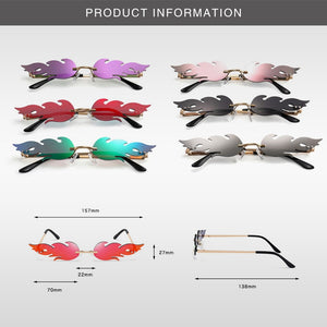 2022  Unisex Fire Sunglasses Rimless Wave Sun Glasses UV 400 Eyewear  Trending Narrow Sunglasses Car Motor Accessories
