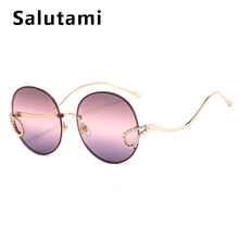 Load image into Gallery viewer, 2023 Women Elegant Brand Sunglasses Alloy Rimless Crystal Decoration Sun Glasses Female Retro Chic Circle Gradient Shades
