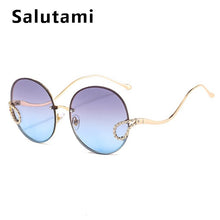 Load image into Gallery viewer, 2023 Women Elegant Brand Sunglasses Alloy Rimless Crystal Decoration Sun Glasses Female Retro Chic Circle Gradient Shades