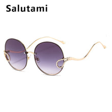 Load image into Gallery viewer, 2023 Women Elegant Brand Sunglasses Alloy Rimless Crystal Decoration Sun Glasses Female Retro Chic Circle Gradient Shades