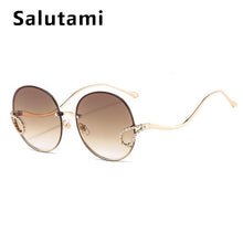 Load image into Gallery viewer, 2023 Women Elegant Brand Sunglasses Alloy Rimless Crystal Decoration Sun Glasses Female Retro Chic Circle Gradient Shades