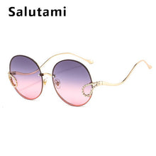 Load image into Gallery viewer, 2023 Women Elegant Brand Sunglasses Alloy Rimless Crystal Decoration Sun Glasses Female Retro Chic Circle Gradient Shades