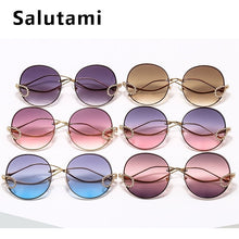 Load image into Gallery viewer, 2023 Women Elegant Brand Sunglasses Alloy Rimless Crystal Decoration Sun Glasses Female Retro Chic Circle Gradient Shades