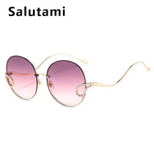 Load image into Gallery viewer, 2023 Women Elegant Brand Sunglasses Alloy Rimless Crystal Decoration Sun Glasses Female Retro Chic Circle Gradient Shades