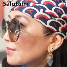 Load image into Gallery viewer, 2023 Women Elegant Brand Sunglasses Alloy Rimless Crystal Decoration Sun Glasses Female Retro Chic Circle Gradient Shades