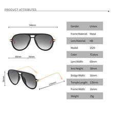 Load image into Gallery viewer, 2022  classic retro pilot sunglasses female  aviation oversized gradient men's driving glasses UV Women ins Popular