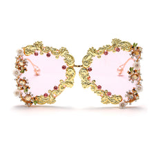 Load image into Gallery viewer, 2023 Oversized Punk Sunglasses Women  Metal Flower Sunglasses Men Baroque Pearl Sun Glasses UV400 Oculos Feminino
