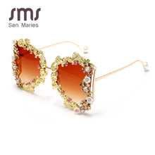 Load image into Gallery viewer, 2023 Oversized Punk Sunglasses Women  Metal Flower Sunglasses Men Baroque Pearl Sun Glasses UV400 Oculos Feminino