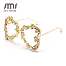 Load image into Gallery viewer, 2023 Oversized Punk Sunglasses Women  Metal Flower Sunglasses Men Baroque Pearl Sun Glasses UV400 Oculos Feminino