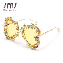 Load image into Gallery viewer, 2023 Oversized Punk Sunglasses Women  Metal Flower Sunglasses Men Baroque Pearl Sun Glasses UV400 Oculos Feminino