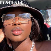 Load image into Gallery viewer, 2023 Rectangle Sunglasses Women Men Brand Designer Sunglasses Rimless Square Sun Glasses For Man Alloy Frame Gradient Sunglasses