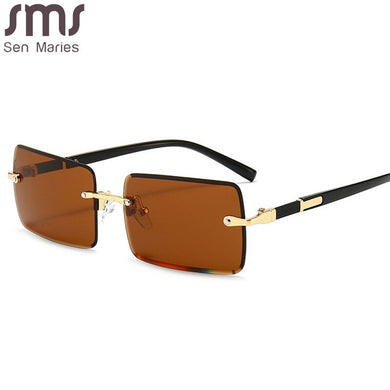 2023 Rectangle Vintage Sun Glasses Rimless Women Sunglasses Gradient Lens Brand Designer Oculos De Sol Feminino
