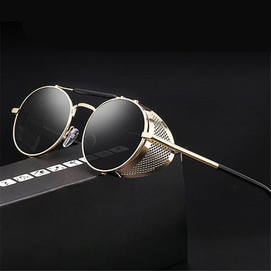 2023 Retro Steampunk Sunglasses Round Designer Steam Punk Metal Shields Sunglasses Men Women UV400 Gafas de Sol