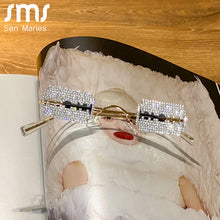 Load image into Gallery viewer, 2023 Retro Sunglasses Women Brand Designer Diamond Rimless Sun Glasses Shades Rhinestone Lens Ladies Frameless Eyeglasses