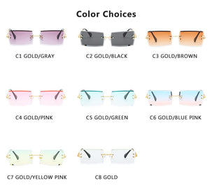 2022 Retro Sunglasses Women Brand Designer Fashion Rimless Gradient Sun Glasses Shades Cutting Lens Ladies Frameless Eyeglasses