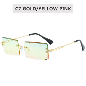 2022 Retro Sunglasses Women Brand Designer Fashion Rimless Gradient Sun Glasses Shades Cutting Lens Ladies Frameless Eyeglasses