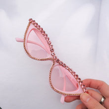 Load image into Gallery viewer, 2023 Rhinestone Cat Eye Sunglasses Women Vintage Red Lens Sun Glasses Female Diamond Eyeglasses Shades UV400 Small Glasses