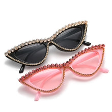 Load image into Gallery viewer, 2023 Rhinestone Cat Eye Sunglasses Women Vintage Red Lens Sun Glasses Female Diamond Eyeglasses Shades UV400 Small Glasses