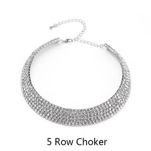 2020 Rhinestone Choker Necklace Crystal Gem Luxury Collar Chain Necklaces Set Chunky Y Necklace Women Neck jewelry Accessories