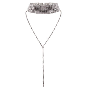 2020 Rhinestone Choker Necklace Crystal Gem Luxury Collar Chain Necklaces Set Chunky Y Necklace Women Neck jewelry Accessories