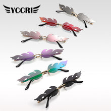 Load image into Gallery viewer, Rimless Wave Sun Glasses Men Eyewear Luxury Trending Narrow vintage Eyeglasses Cool Street Beat Fire Flame Sunglasses Women