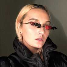 Load image into Gallery viewer, Rimless Wave Sun Glasses Men Eyewear Luxury Trending Narrow vintage Eyeglasses Cool Street Beat Fire Flame Sunglasses Women